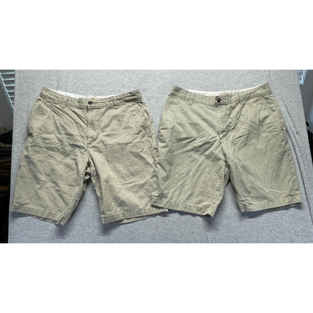 Lot of 2 Dockers Chino Shorts Mens 33 Beige Cotton Slash Pockets Casual Outdoor